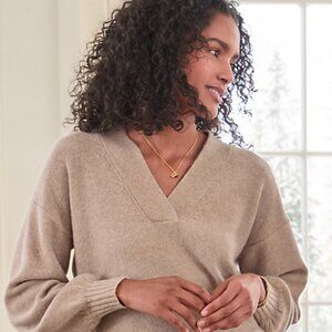 NEW Garnet Hill Shimmering Cashmere V-Neck Sweater